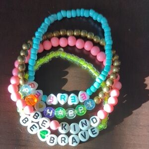Vibrant Beaded Bracelet Set with Inspirational Words